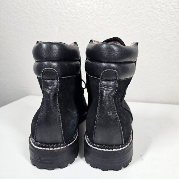 RAYE Emi Women's Black Suede & Leather Lace-Up Ankle Boots Lugged Size EU36 US5 - Picture 4 of 12